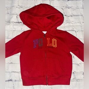 Ralph Lauren Kids Red Hoodie with Multicolor Logo Sz 12 M